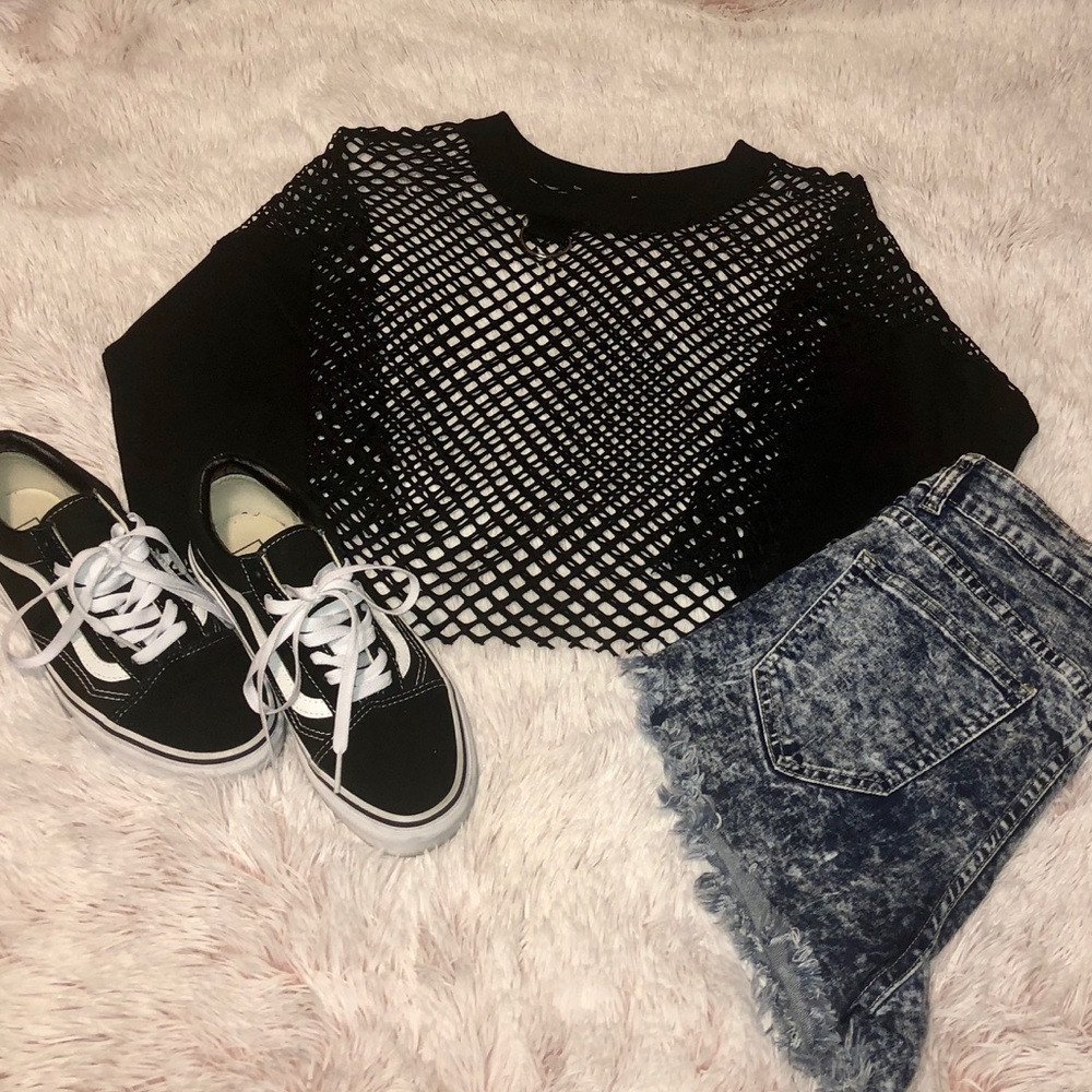 Black Fishnet Crop Top